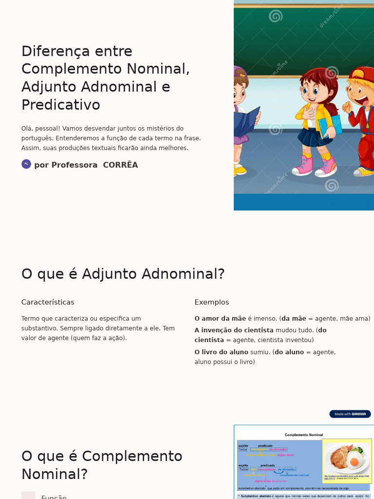 Diferenca Entre Complemento Nominal Adjunto Adnominal e Predicativo ...