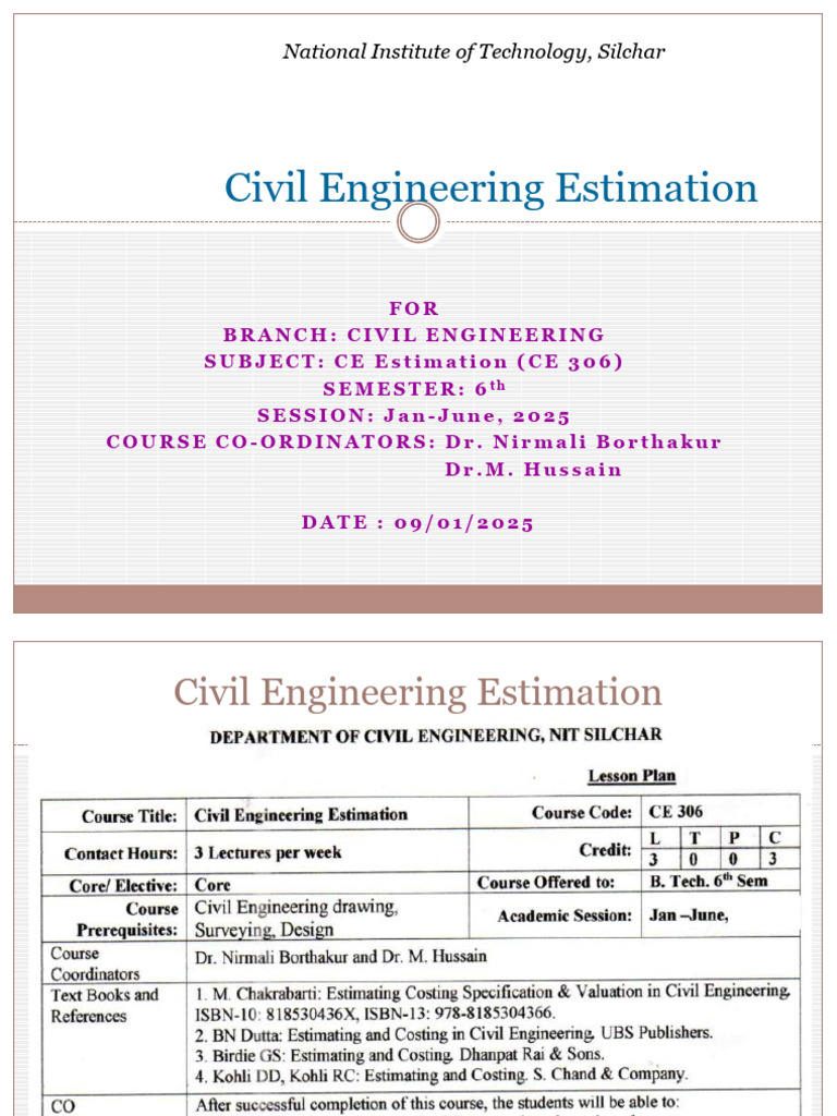 CE 306: Civil Engineering Estimation | PDF | Mortar (Masonry) | Brick