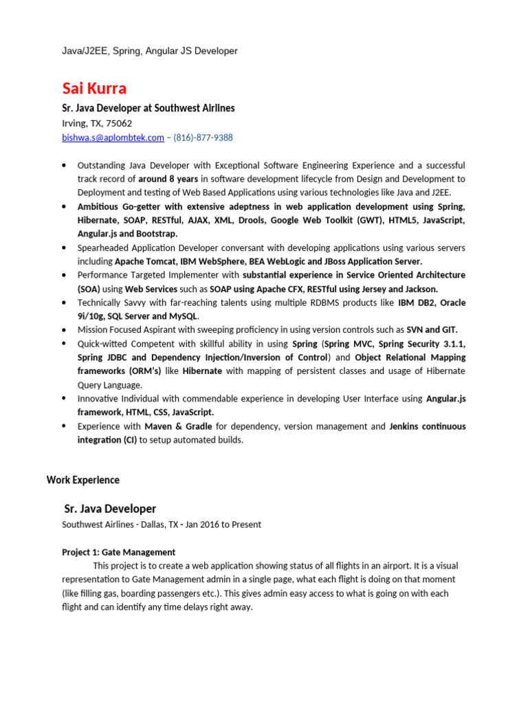 Java Developer with Spring & Angular Expertise | PDF | Spring Framework ...