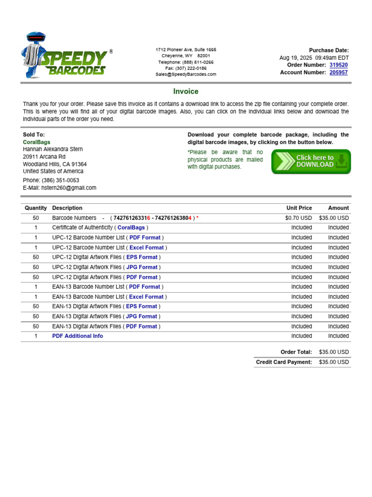 Speedy Invoice #319520 | PDF | Computing