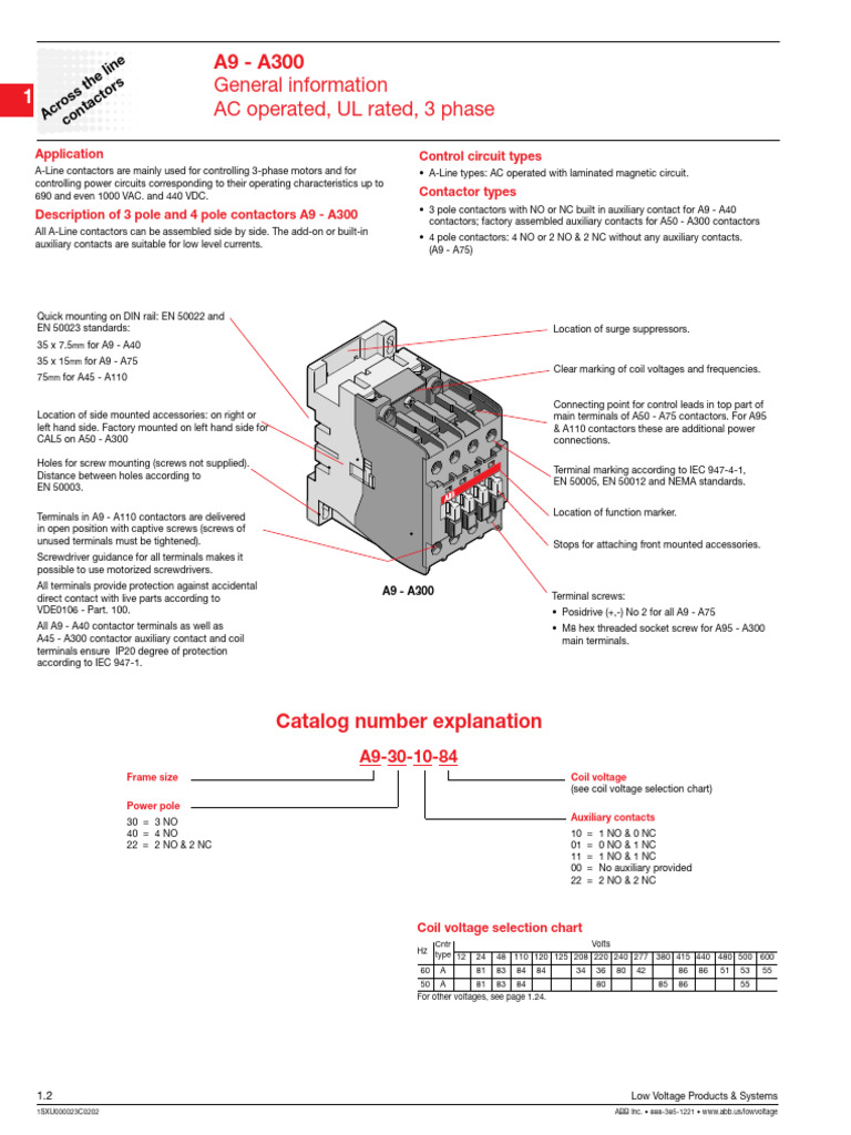 A9-A300 Contactor Specifications | PDF | Alternating Current | Mains ...