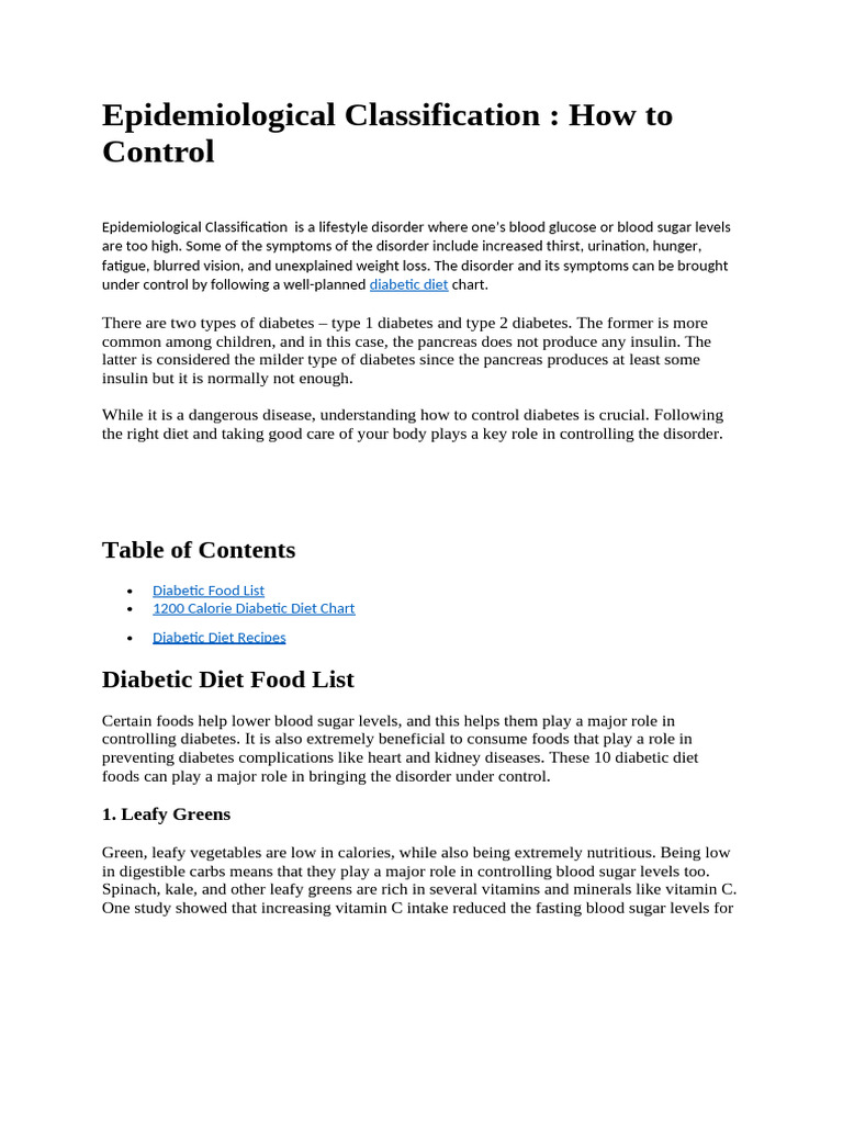 Epidemiological Classification | PDF | Diabetes | Dieting
