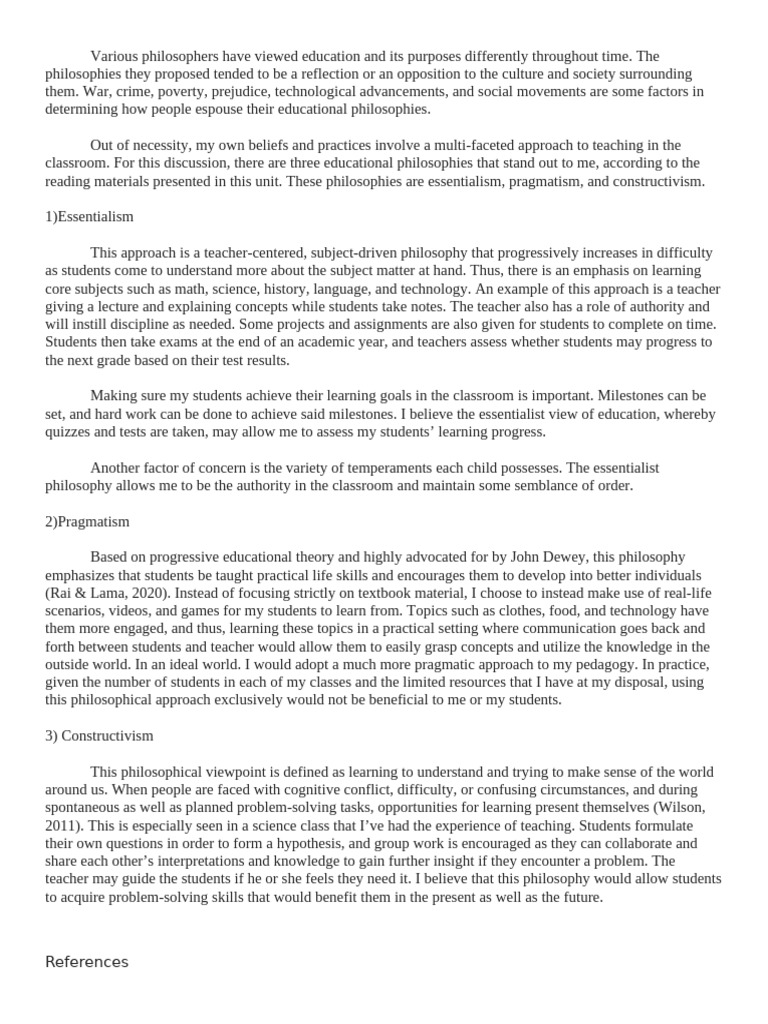 Key Educational Philosophies Explained | PDF | Philosophy Of Education ...