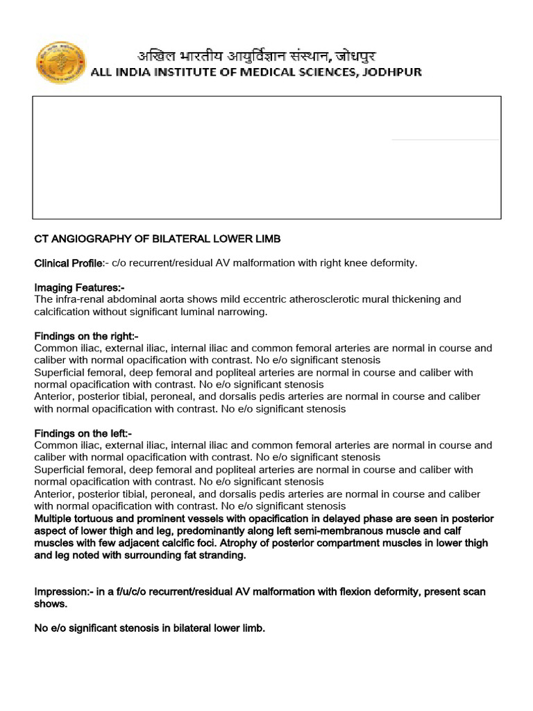 Diagnostic Report 989262403481279 DiagnosticReport | PDF | Lower Limb ...
