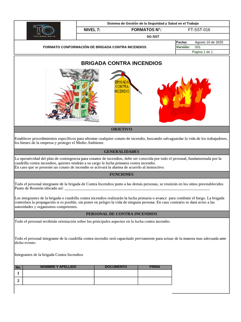 Brigada Contra Incendios SG-SST 2025 | PDF