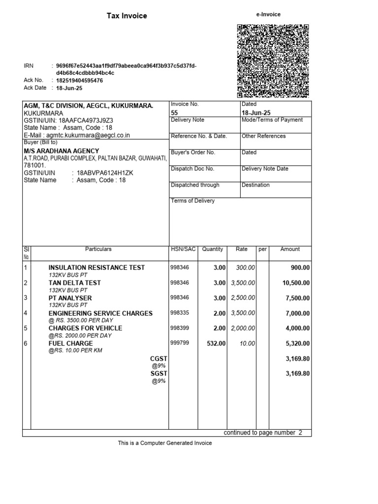 Tax Invoice for Testing Services | PDF | Economy Of India | Business ...