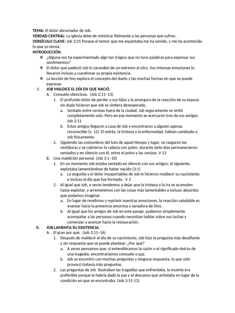 El sufrimiento de Job y su lección | PDF | Libro de trabajo | Sufrimiento