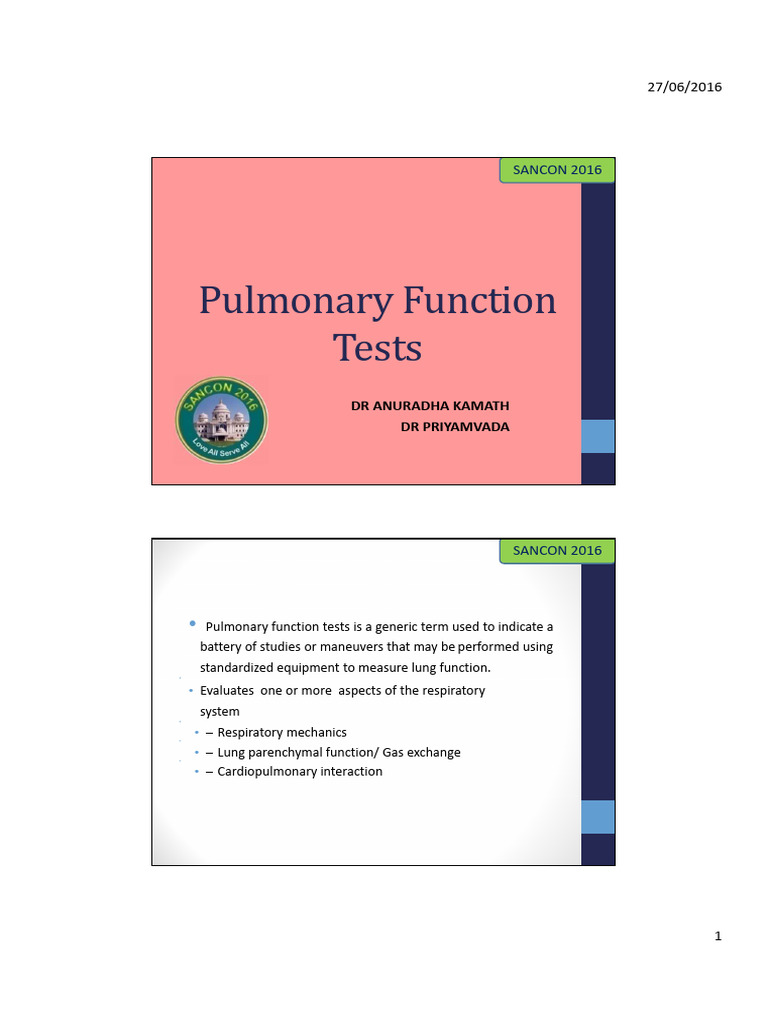 Pulmonary Function Tests | PDF | Exhalation | Lung