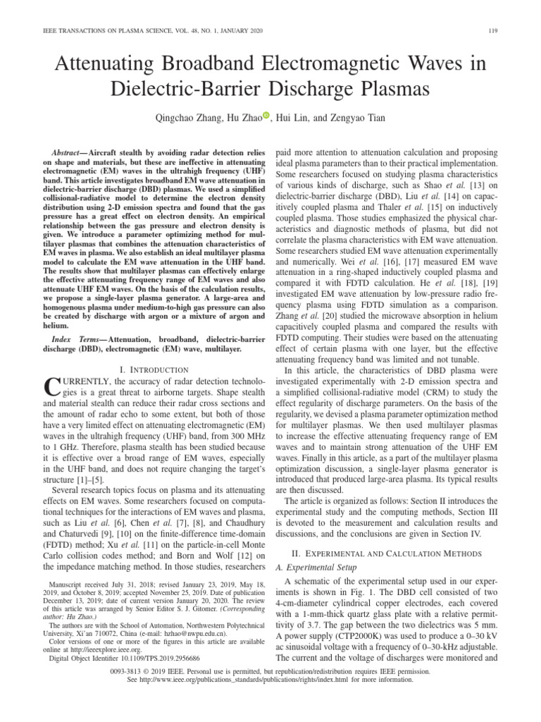 EM Wave Attenuation in DBD Plasmas | PDF | Waves | Electromagnetic ...