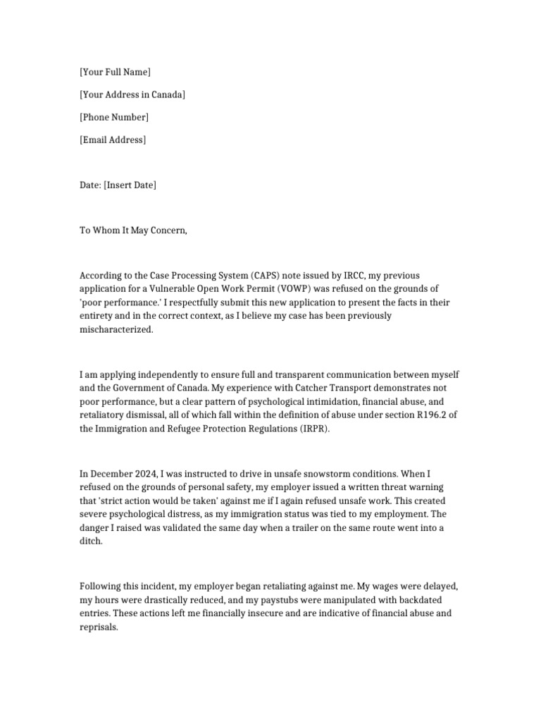 VOWP Reapplication Due to Abuse Claims | PDF | Employment | Justice