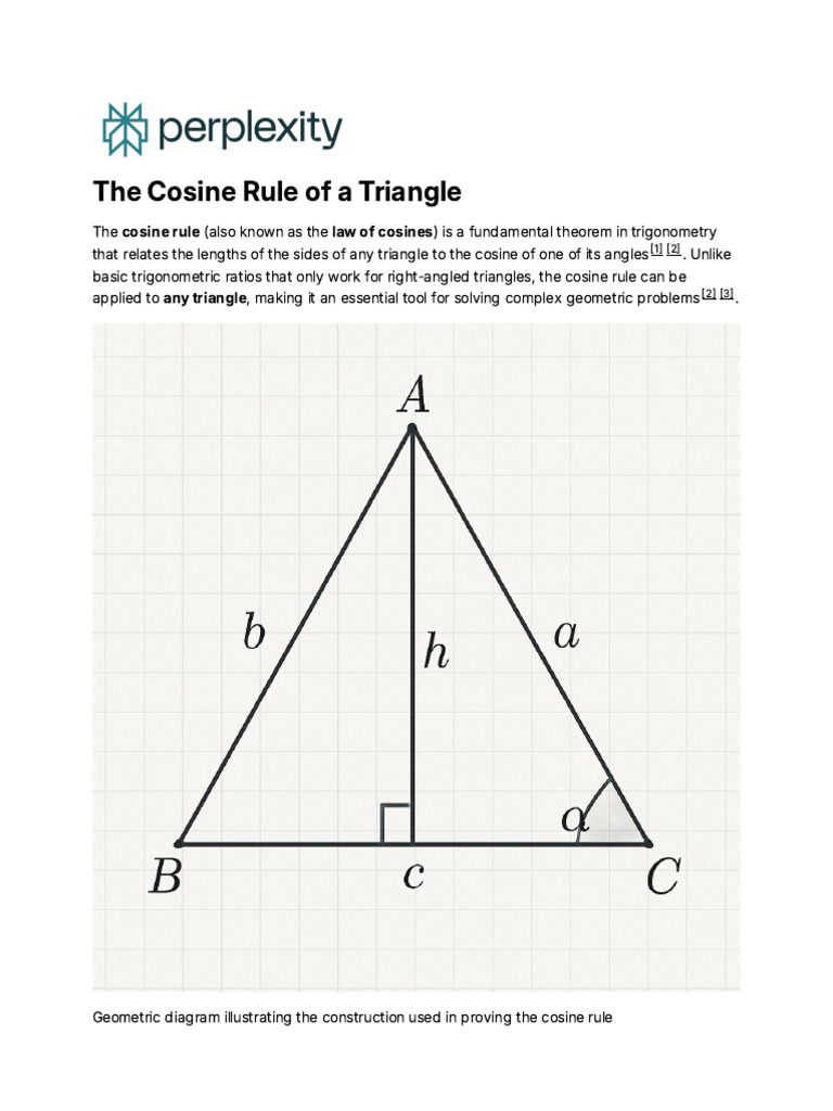 Understanding the Cosine Rule in Triangles | PDF | Trigonometric ...