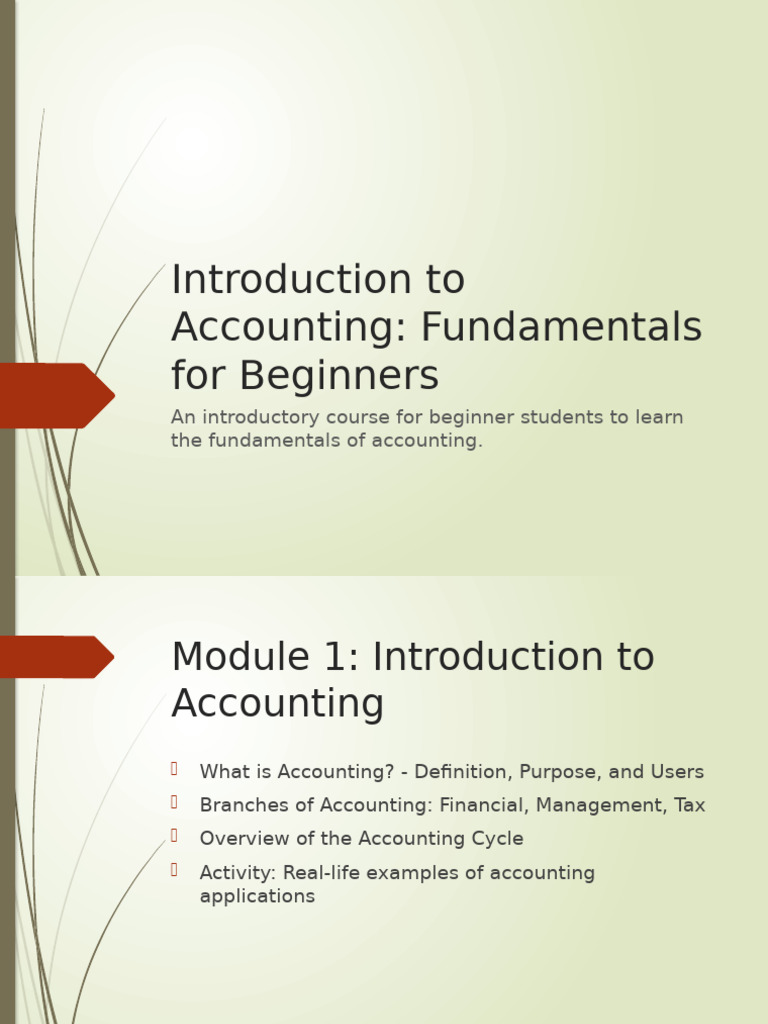 Accounting Course Basics - Course | PDF