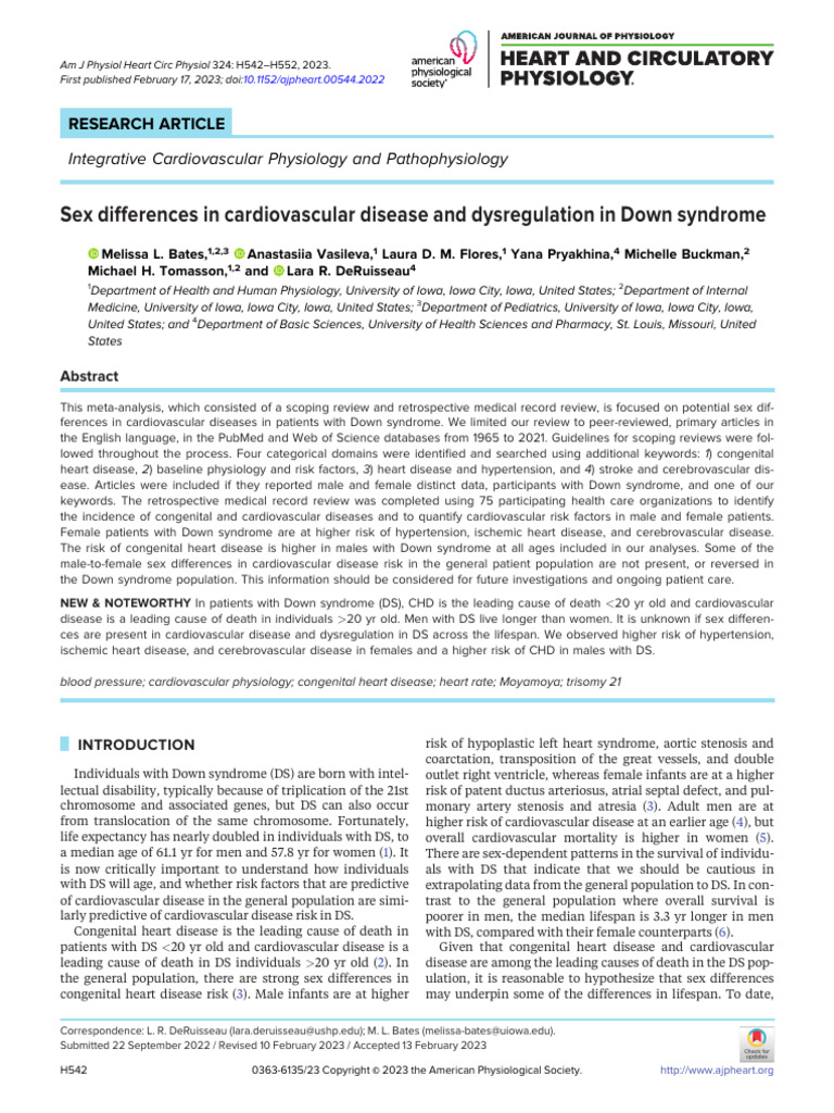 Deruisseau Et Al 2023 Sex Differences in Cardiovascular Disease and ...