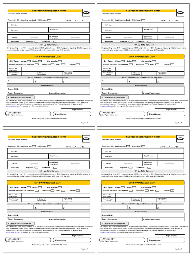 MTN Kyc Form4 | PDF