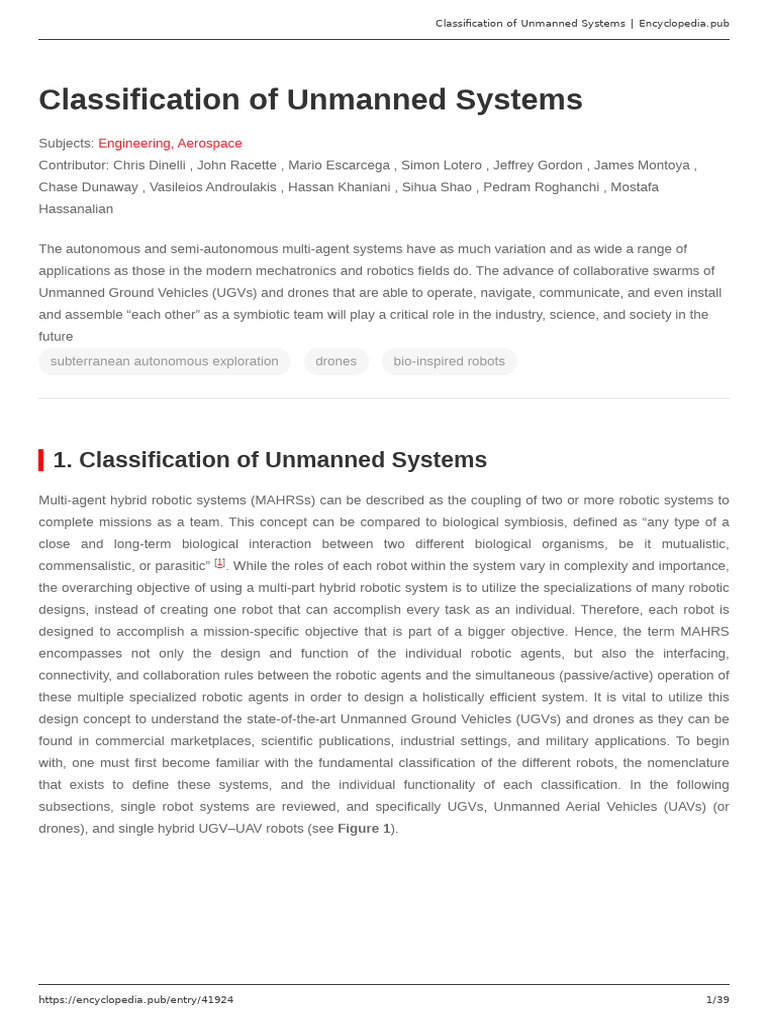 Unmanned Systems Classification Guide | PDF | Quadcopter | Robotics