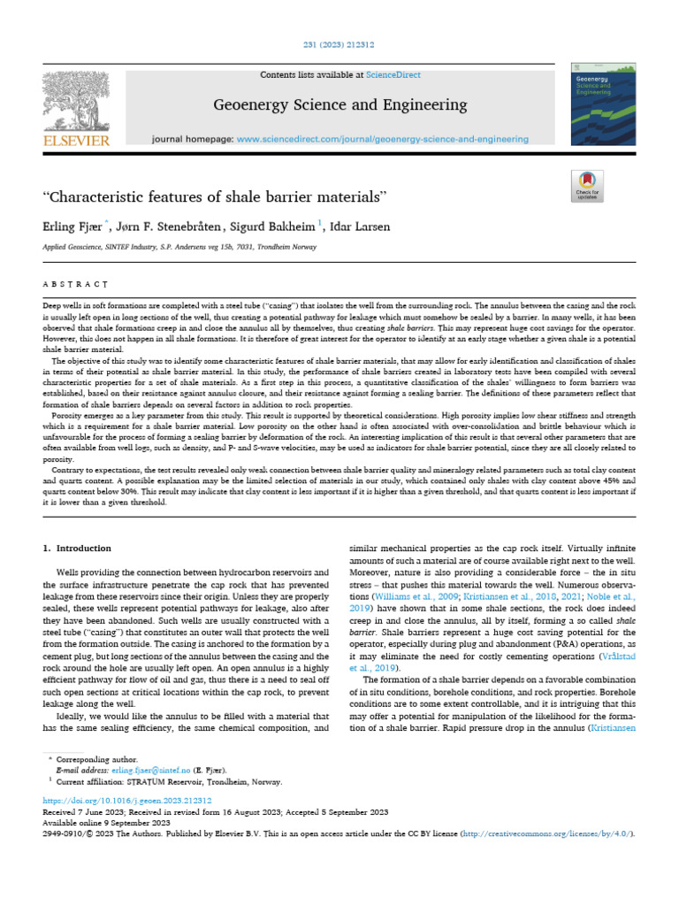 Shale Barrier Material Characteristics | PDF | Stress (Mechanics ...