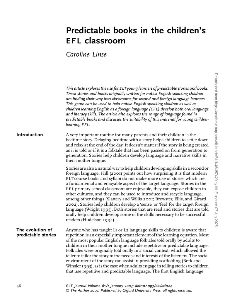 Using Predictable Books in EFL Classrooms | PDF | Foreign Language ...