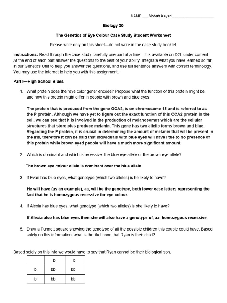 G6 Genetics of Eye Colour Case Study PDF | PDF | Genotype | Zygosity