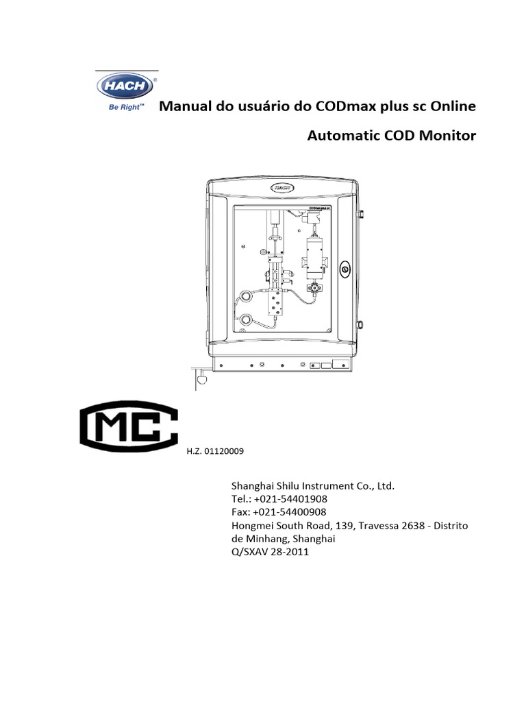 Manual do CODmax Plus SC Online | PDF | Filtragem | Ácido sulfúrico