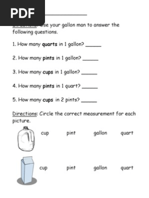 Gallon Man Worksheet