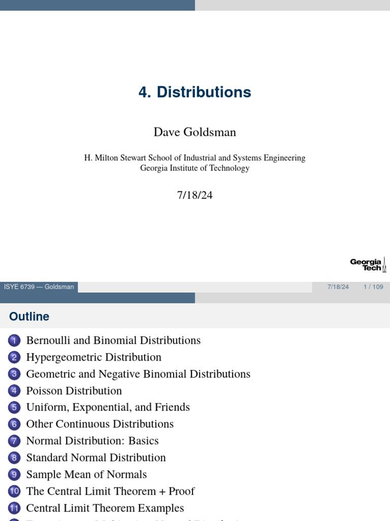 Key Statistical Distributions Overview | PDF | Probability Distribution ...