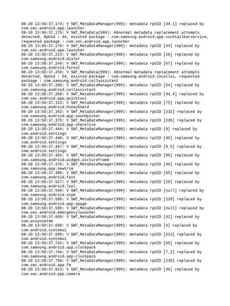 Samsung Metadata Replacement Log | PDF