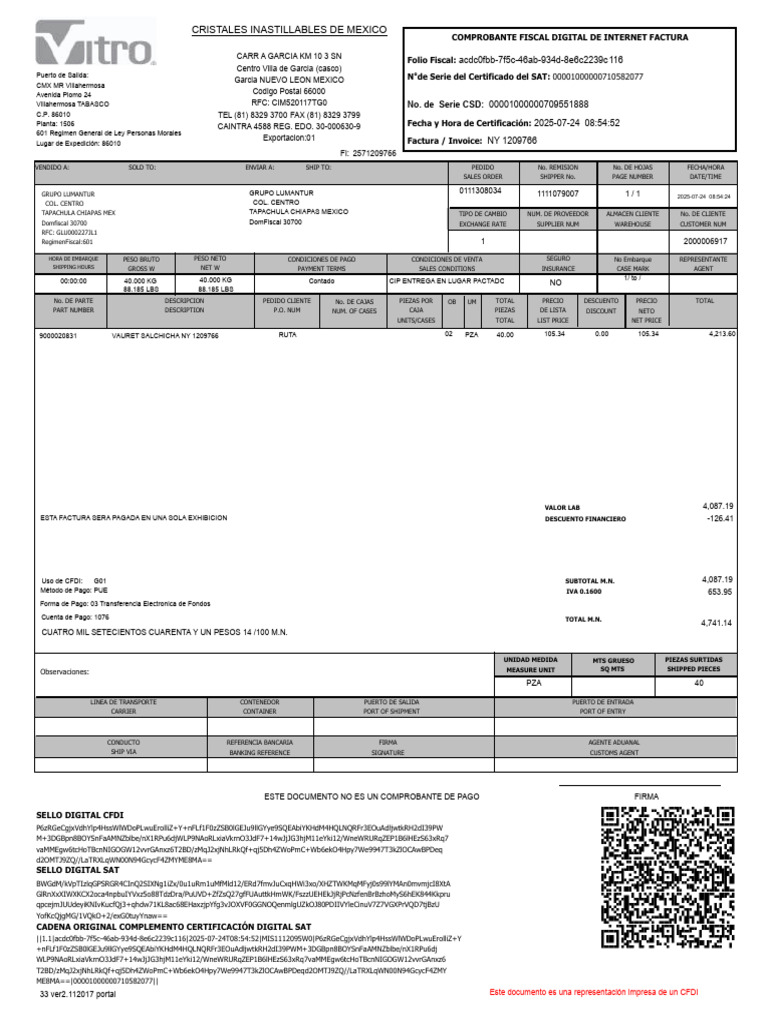 Factura Digital CFDI 2025 Villahermosa | PDF
