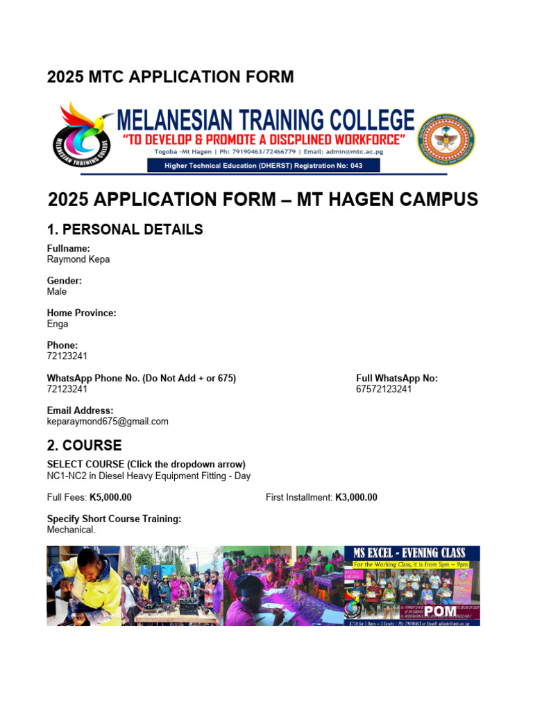 2025 MTC Application Form - 2187 | PDF