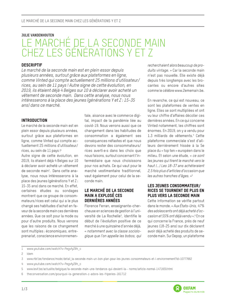 Seconde main : tendances Y et Z | PDF | Économie