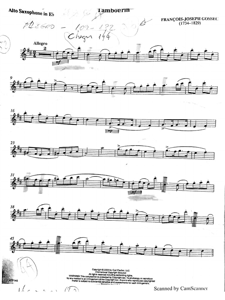 6 - Gossec - Tambourin - Alto Sax | PDF