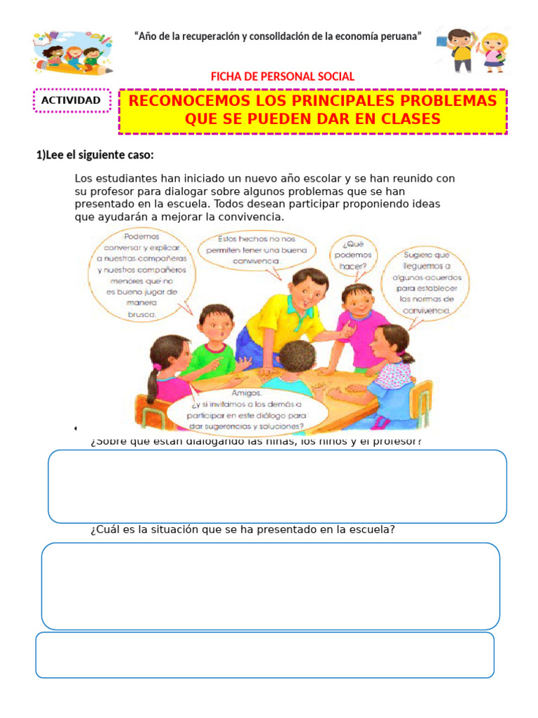 Martes 01 de Abril - Ficha de Personal Social | PDF | Salón de clases ...