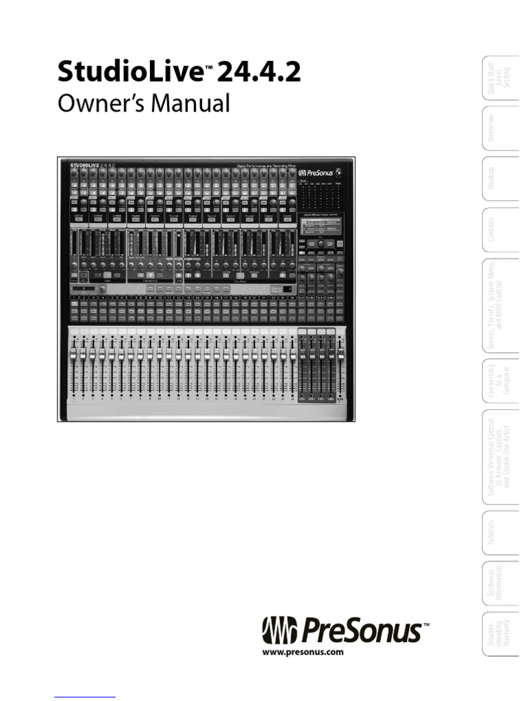 StudioLive 24.4.2 Owner's Manual | PDF | Electronics | Electrical ...