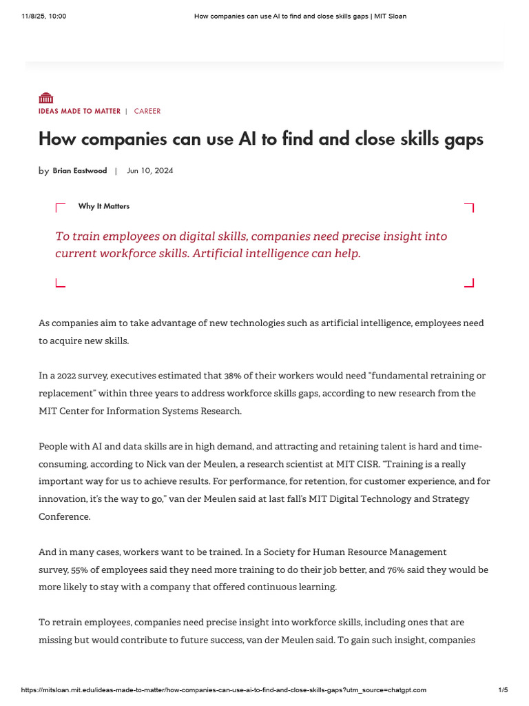 How Companies Can Use AI To Find and Close Skills Gaps - MIT Sloan ...
