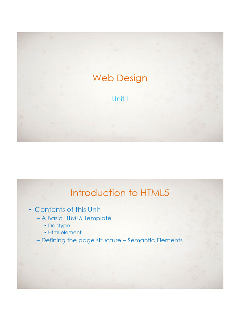HTML5 Web Design Basics Guide | PDF | Html | Html Element