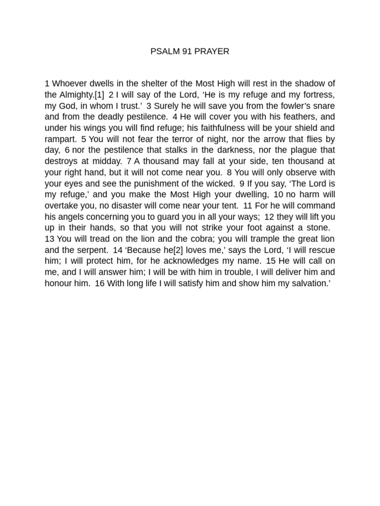 Psalm 91 Family Protection Prayer | PDF