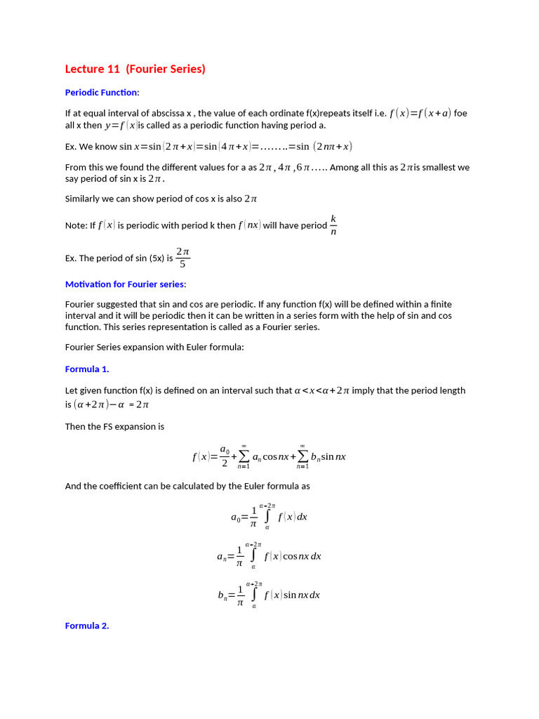 Understanding Fourier Series Expansion | PDF | Pi | Fourier Series