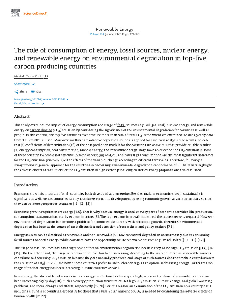 The Role of Consumption of Energy, Fossil Sources, Nuclear Energy, and ...