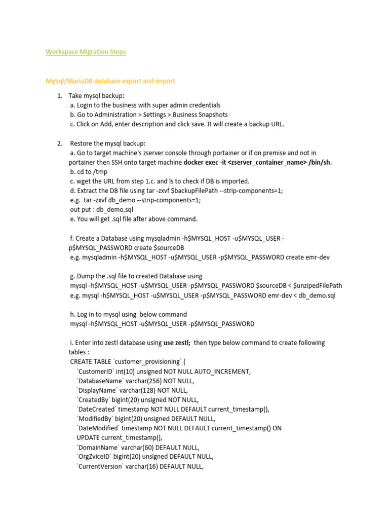 Database and Workspace Migration Guide | PDF | Networking | Internet & Web