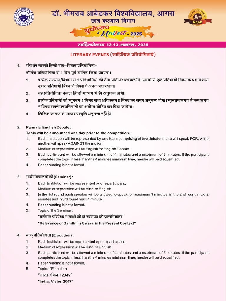 Event Rules Sahaitya Utsav 2025 | PDF