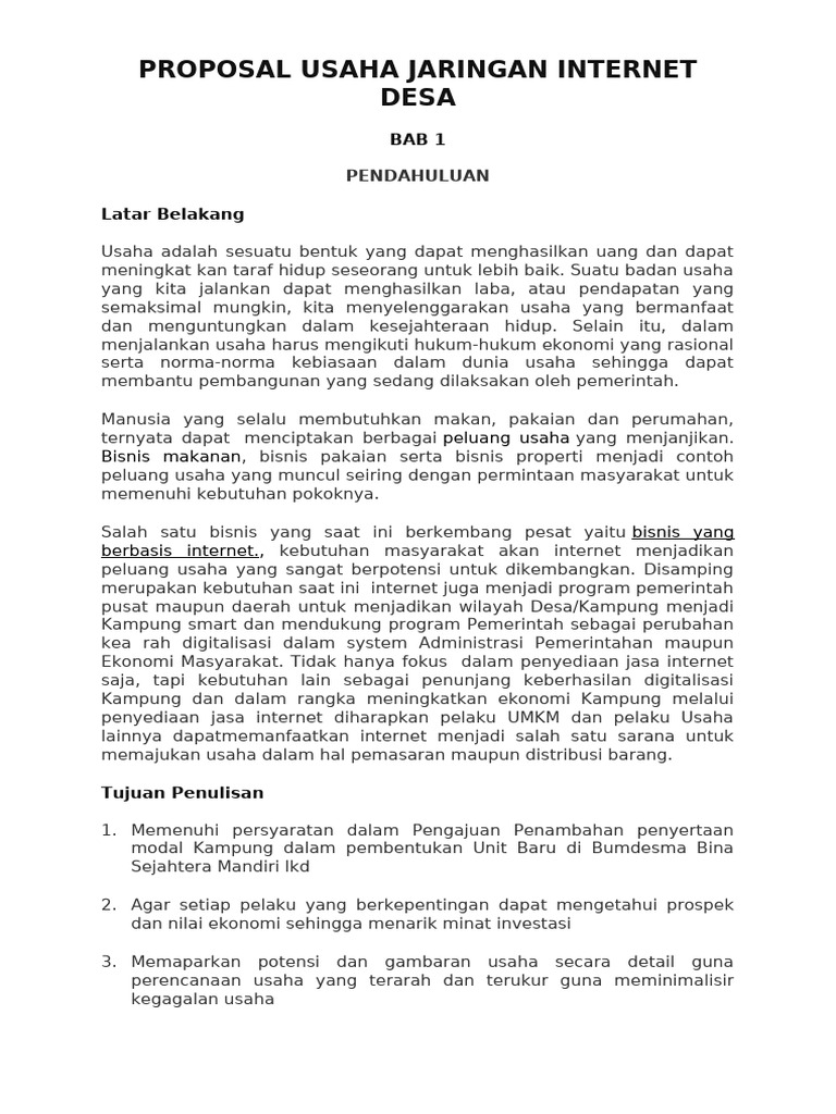 Proposal Internet Desa | PDF