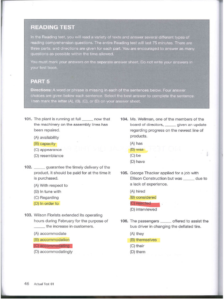 (B 850+) 4 PART 5 - A Self-Taught Course To Achieve NEW TOEIC 700 | PDF