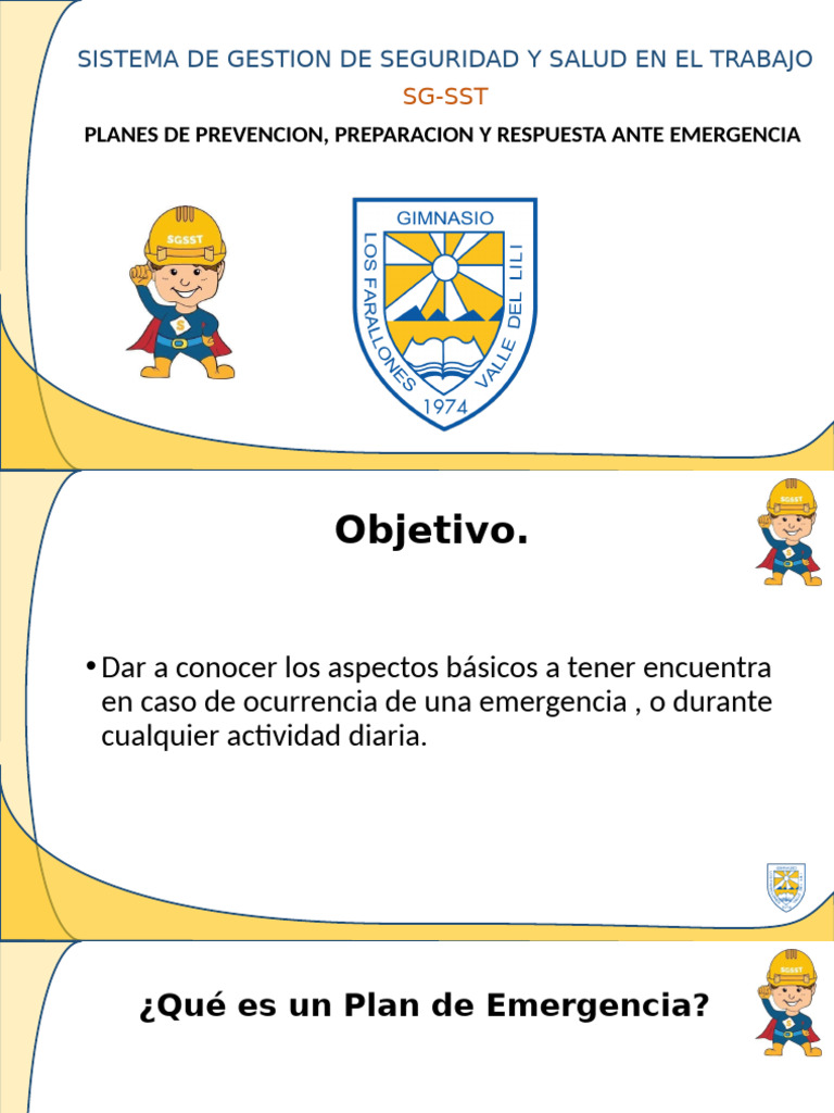Presentación Plan de Emergencias 1 | PDF | Emergencia | Primeros auxilios