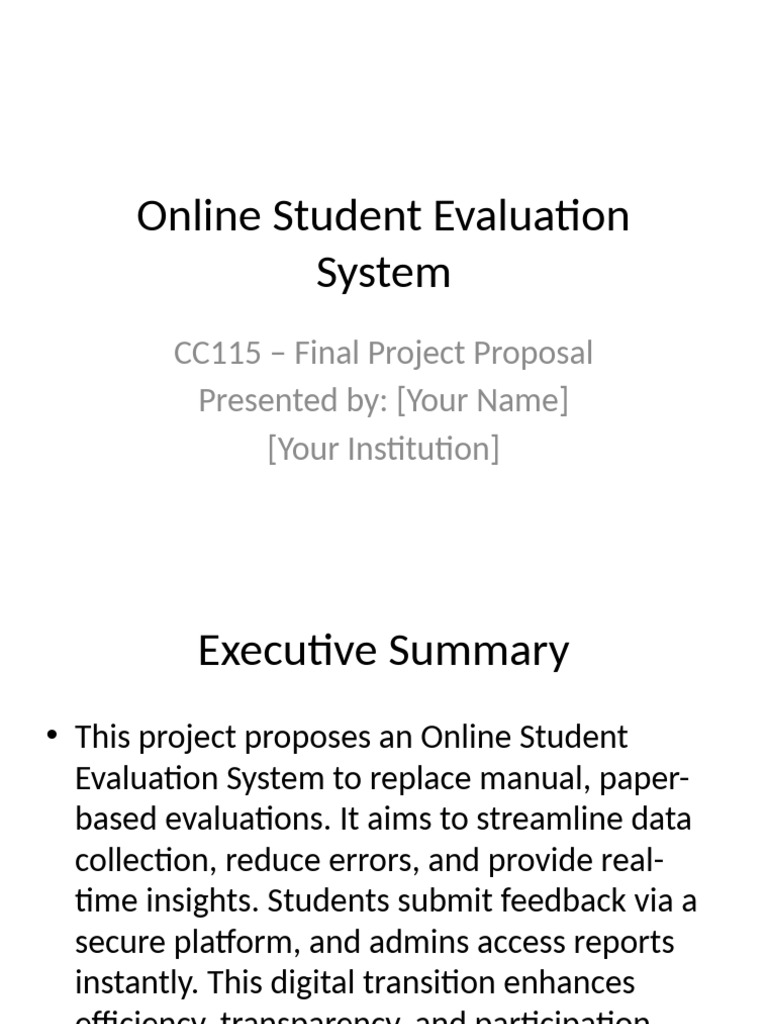 Online Student Evaluation System Presentation | PDF | Databases ...