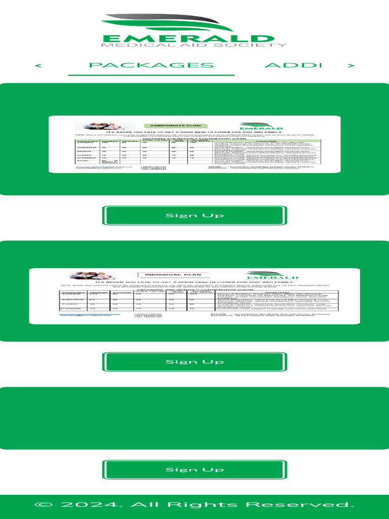 Emerald Medical Aid Society - Packages | PDF