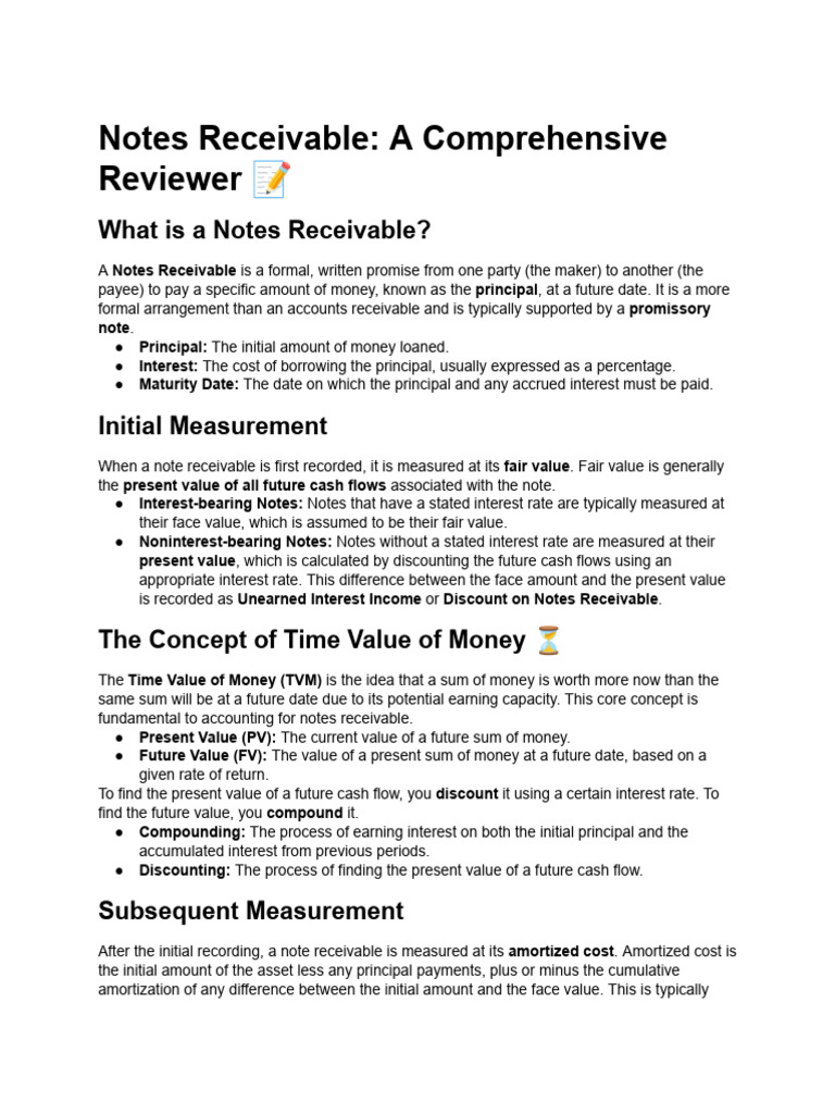 Understanding Notes Receivable Basics | PDF | Present Value | Interest