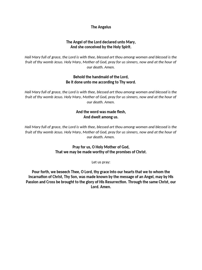 Angelus Prayer Text in English | PDF