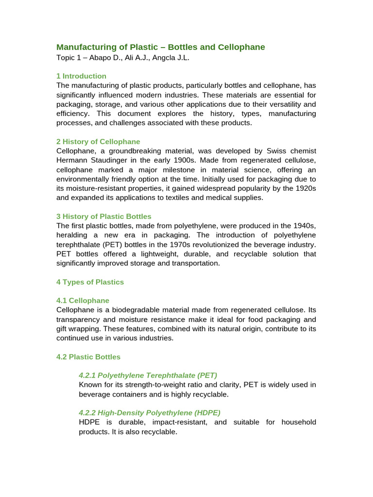 Cellophane Manufacturing Process Overview | PDF | Plastic | Rayon