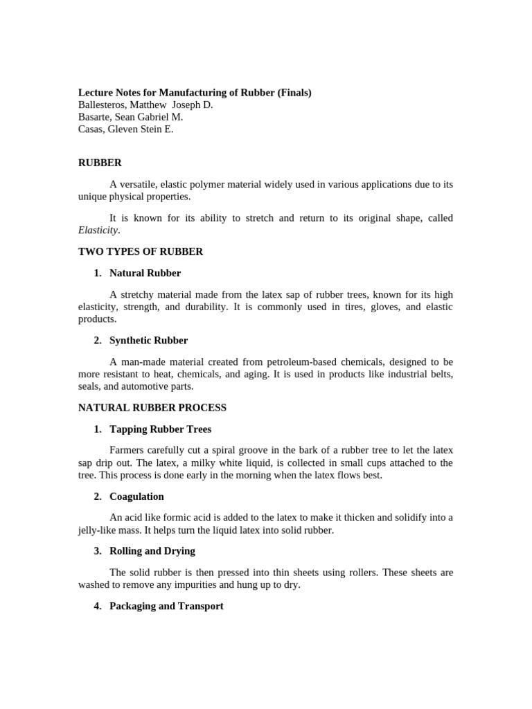 Natural and Synthetic Rubber Manufacturing | PDF | Natural Rubber ...