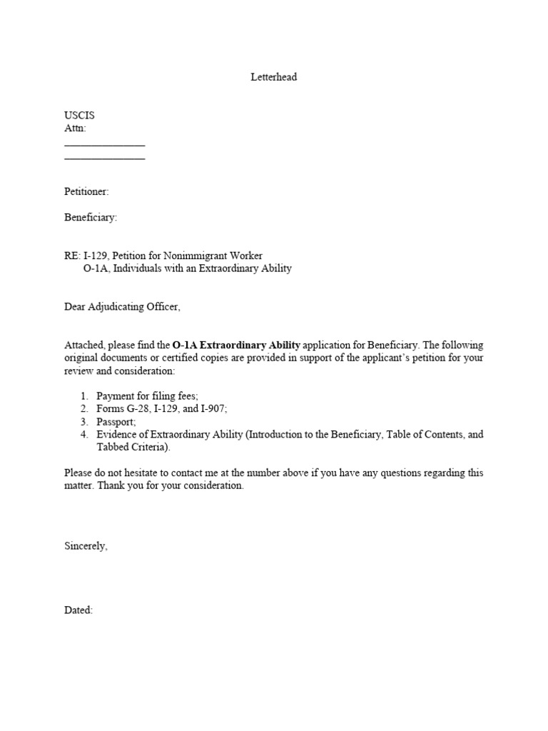 O-1A Extraordinary Ability Petition | PDF