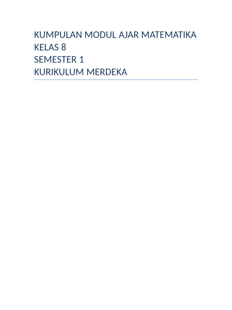 Modul Ajar Matematika Kelas 8 Kurikulum Merdeka | PDF
